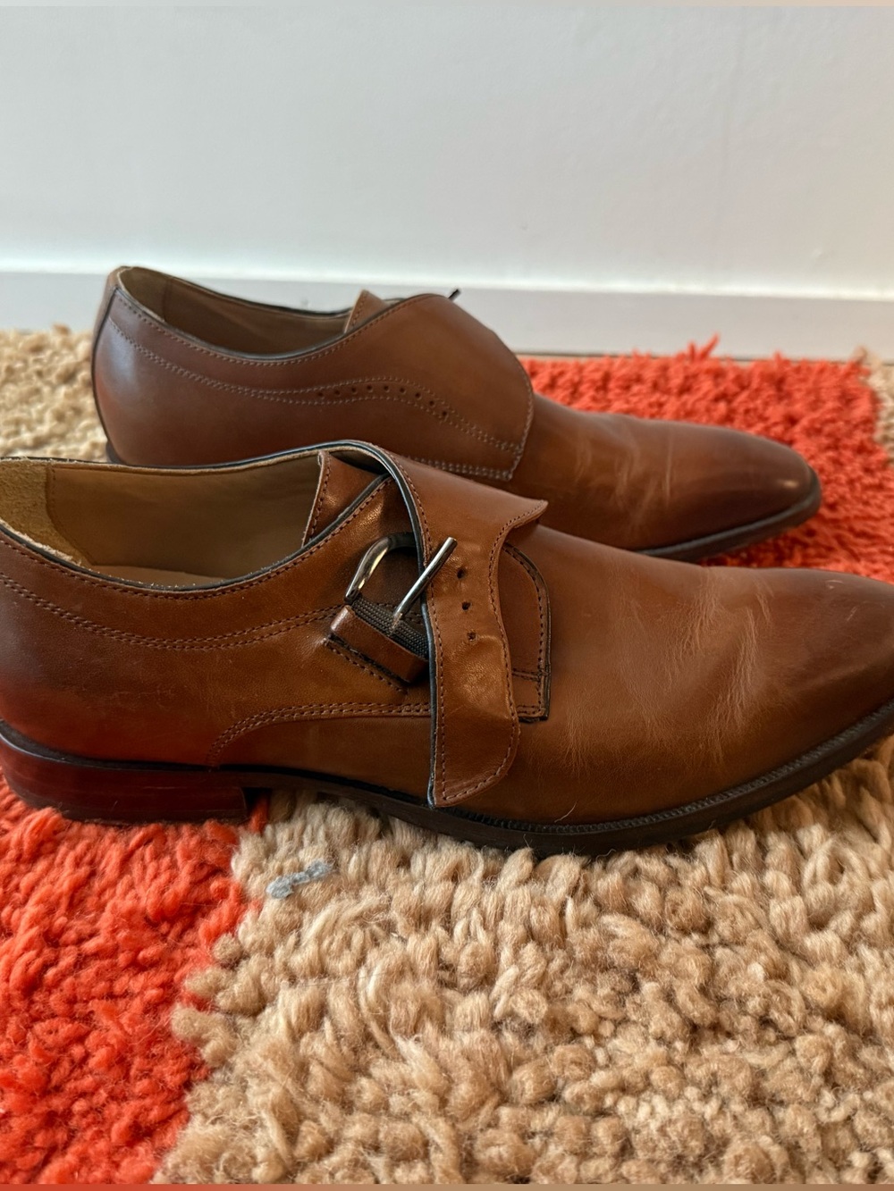 Men's Brown Leather Monk Strap Dress Shoes